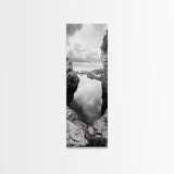 Tide Pool, Coastal Reflection, Tranquil Cove, Cloudy Sky, Framed Canvas Print Zen Bathroom Art, Minimalist Nature Wall Decor, Neutral Modern Style