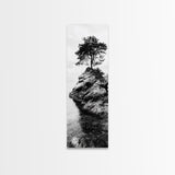 Lone Tree, Rock Island, Tranquil Coast, Nature Strength, Framed Canvas Print Cabin Wall Art, Minimalist Tree Print, Nordic Nature Living Room Decor