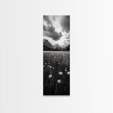 Wildflower Field, Alpine Meadow, Mountain Backdrop, Nature Print, Serene View, Framed Canvas Print, Living Room Wall Art, Rustic Farmhouse Decor