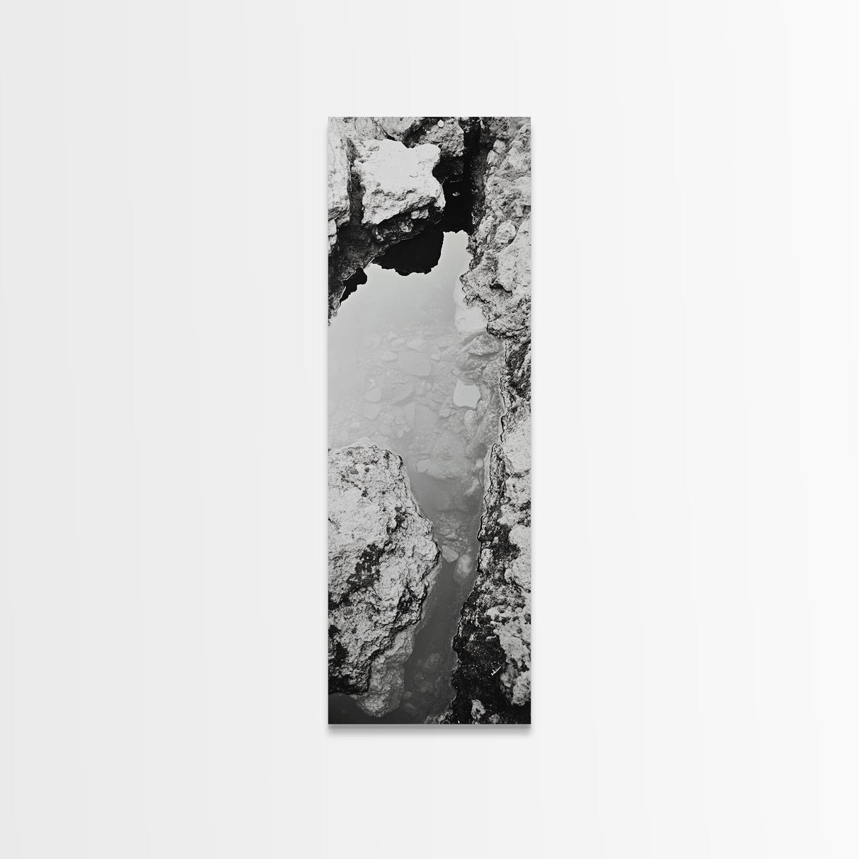 Tidal Pool, Coastal Rock, Still Water, Natural Texture, Framed Canvas Print Earth Tone Decor, Zen Bathroom Art, Modern Minimalist Nature Wall Print