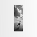 Seagull, Ocean Breeze, Beach Minimalism, Tranquil Shoreline, Seagull Photo Art, Coastal Framed Canvas Print, Bathroom Wall Decor