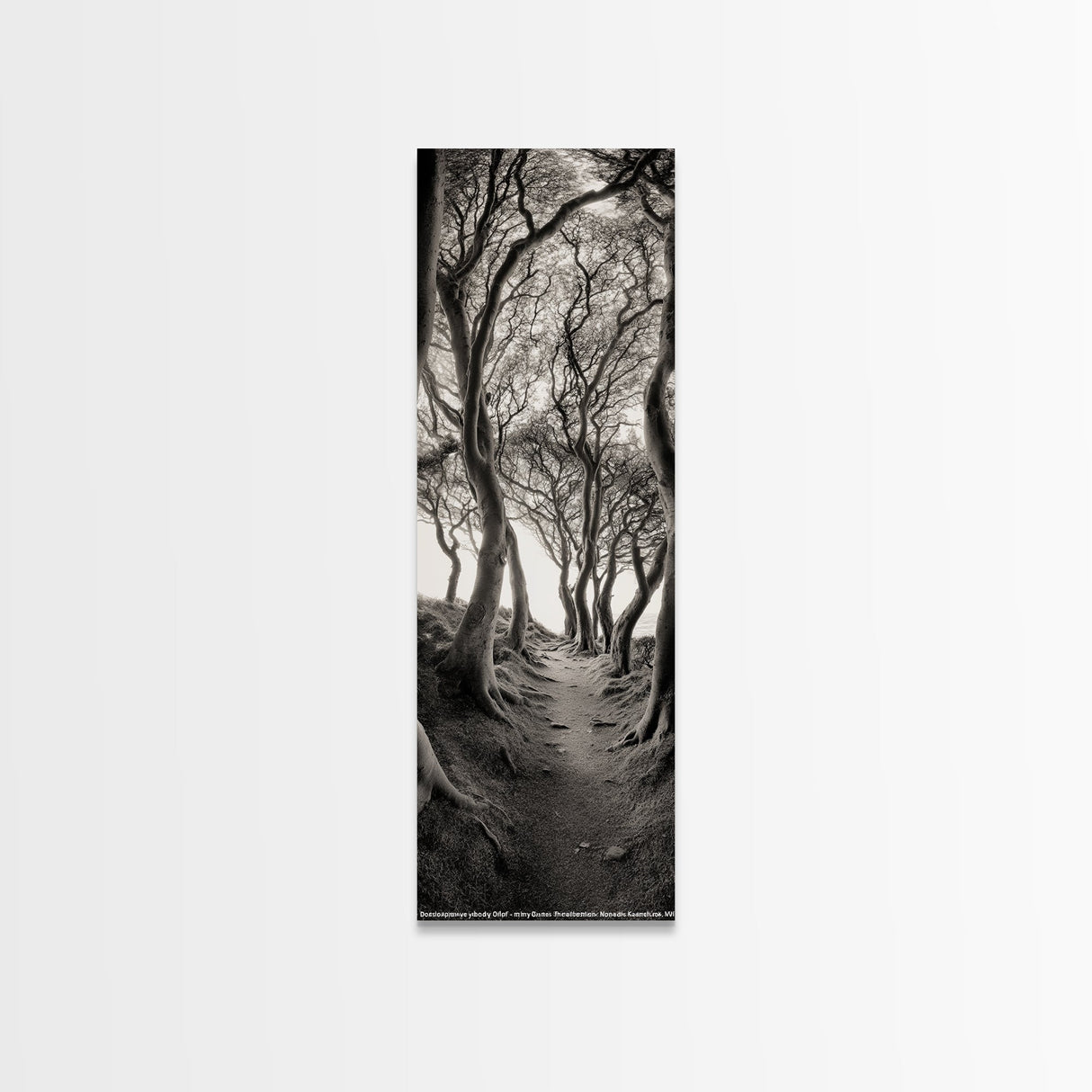 Twisted Trees, Enchanted Path, Forest Tunnel, Autumn Mood, Mystical Nature Framed Canvas Print, Fall Entryway Wall Art, Rustic Decor