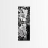 Forest Reflection, Lake Stillness, Tranquil Pines, Nature Calm, Black and White Canvas Print, Bedroom Wall Art, Cabin Vibes