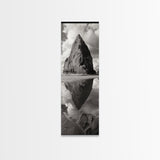 Monolith Reflection, Coastal Rock, Dramatic Seascape, Tidal Pool, Nature Inspired Framed Canvas Print, Modern Hallway Wall Art