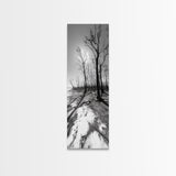 Haunting Tree Silhouettes, Forest Edge, Black White Nature, Desert Trees, Framed Canvas Print, Fall Art, Living Room Wall Art