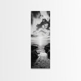 Sunset Shore, Tranquil Waters, Coastal Cove, Golden Glow Canvas Print, Beach House Living Room Wall Art, Seaside Summer Decor