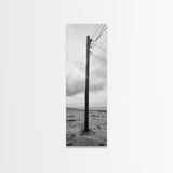 Utility Pole, Coastal Wires, Industrial Sky, Power Lines, Framed Canvas Print, Minimalist Photography, Loft Wall Art, Urban Decor