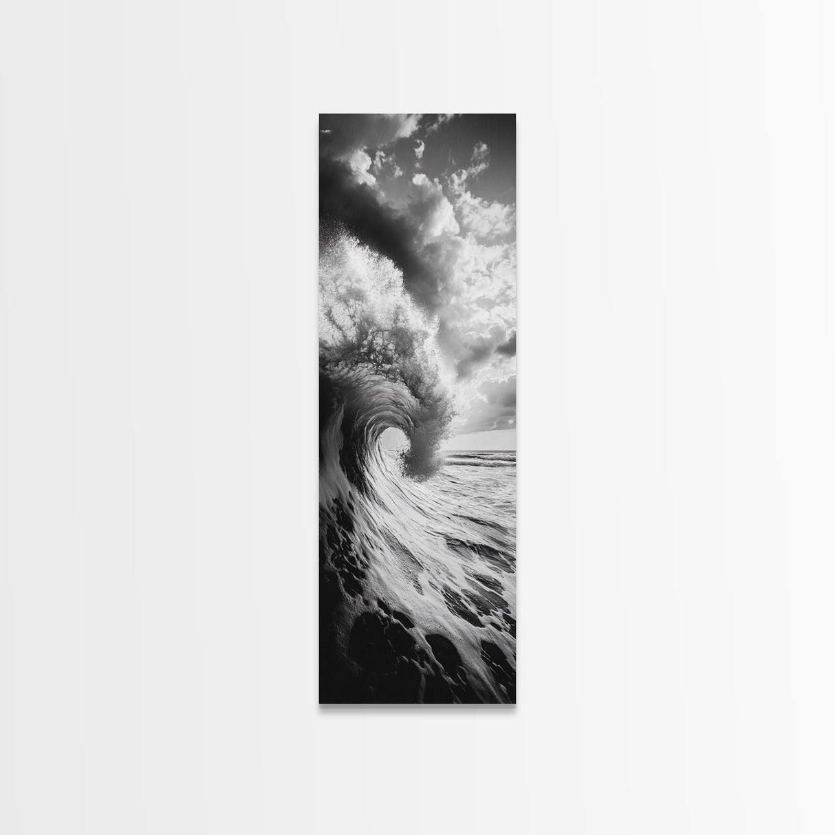 Ocean Wave, Curling Sea, Surfer's Dream, Powerful Water, Framed Canvas Print, Coastal Wall Art, Beach House Decor, Bold Seascape