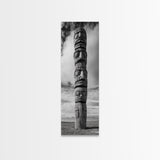 Totem Pole, Tribal Faces, Historic Symbolism, Canvas Print, Cultural Wall Decor, Office Wall Art, Rustic Museum Style Photography