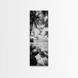 Tropical Beach, Palm Trees, Ocean Breeze, Framed Canvas Print, Coastal Living Wall Art, Minimalist Beach House Decor, Island Vibe Photography