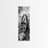 Prairie Wagon Wheel, Antique Rustic Wall Decor, Western Homestead Art, Barnhouse Style Print, Canvas Print, Fall Living Room Art