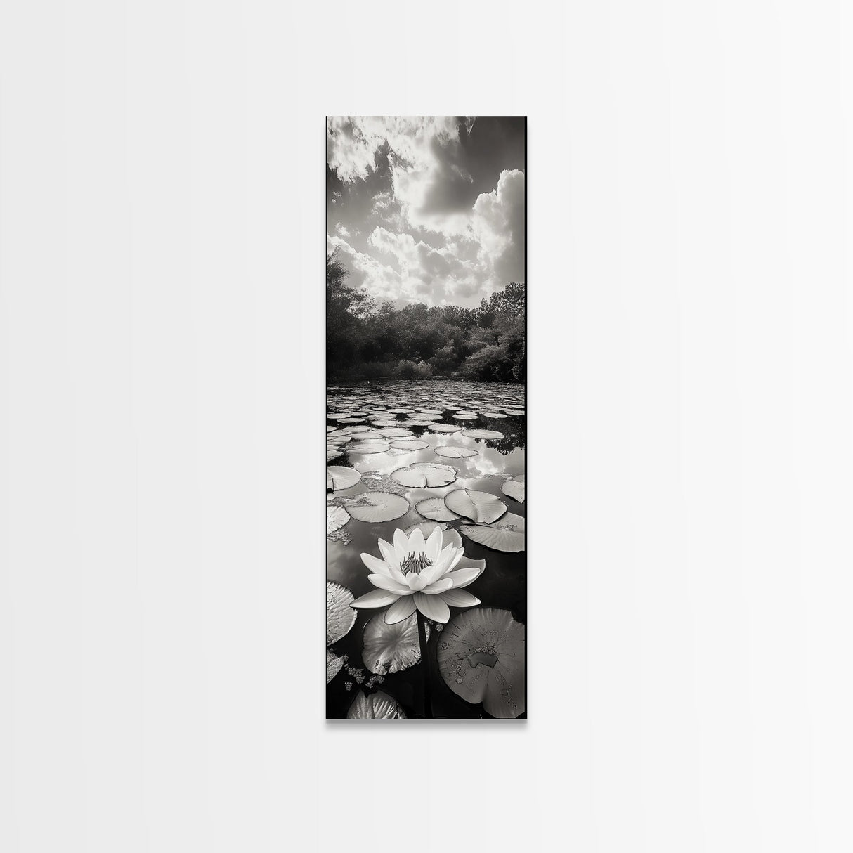 Water Lily Pond, Serene Botanical Art, Peaceful Garden Wall Decor, Zen Nature Print, Spa or Bedroom Accent, Framed Canvas Print