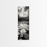 Water Lily Pond, Serene Botanical Art, Peaceful Garden Wall Decor, Zen Nature Print, Spa or Bedroom Accent, Framed Canvas Print