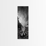 Campfire Smoke, Rocky Coastline, Moody Skies, Autumn Nature, Framed Canvas Print, Rustic Wall Decor, Cabin Aesthetic, Living Room Art