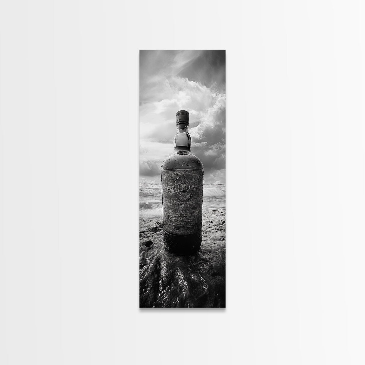 Weathered Bottle Beach, Abandoned Object Art, Coastal Still Life Print, Rustic Nautical Wall Decor, Studio or Bar Area, Canvas Print