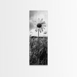 Single Daisy Bloom, Minimalist Botanical, Black White Flower, Framed Canvas Print, Nature Inspired Art, Bedroom Wall Decor, Modern Farmhouse