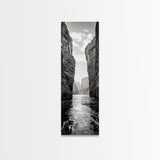 Canyon River, Desert Passage, Rugged Cliffs, Adventure Scene, Framed Canvas Print, Western Wall Art, Office Art, Den Nature Decor