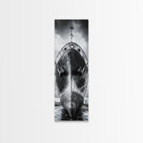 Industrial Ship, Black and White Boat, Urban Seascape, Moody Harbor, Canvas Print, Nautical Wall Art, Man Cave Art, Office Decor