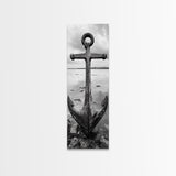 Nautical Anchor, Coastal Vibes, Marine Decor, Ocean-Inspired, Bold Statement, Framed Canvas Print, Entryway Wall Art, Rustic Beach Style