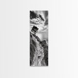 Cliffside Tree, Coastal Path, Nature Landscape, Canvas Print, Monochrome Hiking Trail Art, Boho Entryway or Office Wall Decor