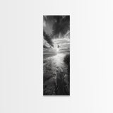 Sunset Shore, River Stream, Dramatic Sky, Framed Canvas Print, Nature Wall Art, Fall Landscape Decor, Tranquil Home Accent, Rustic Room Decor