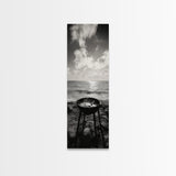 Smoky Grill, Seaside BBQ, Coastal Cooking, Framed Canvas Print, Rustic Outdoor Kitchen Art, Summer Vibes Wall Decor, Moody Beach Scene