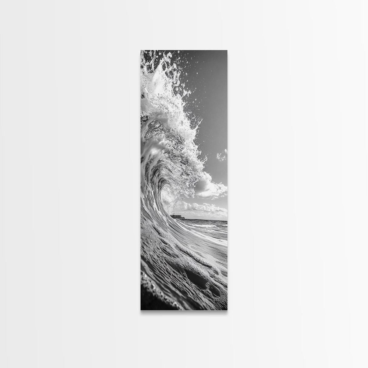Curling Wave, Ocean Spray, Coastal Energy, Canvas Print, Surf Wall Art, Beach House Decor, Modern Minimalist Ocean Photography
