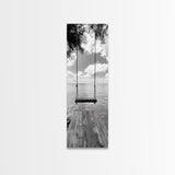 Lakeside Swing Stillness, Serene Water View Print, Peaceful Dock Photography, Canvas Print, Tranquil Bedroom or Office Wall Art