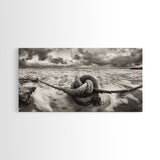 Ocean Knot, Stormy Sea, Nautical Rope, Seaside Wall Decor, Canvas Print, Rustic Coastal Wall Art, Bathroom Nautical Theme