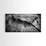Topographic Map Detail, Antique Terrain, Black and White Landscape, Canvas Print, Office Wall Art, Historical Geography Decor