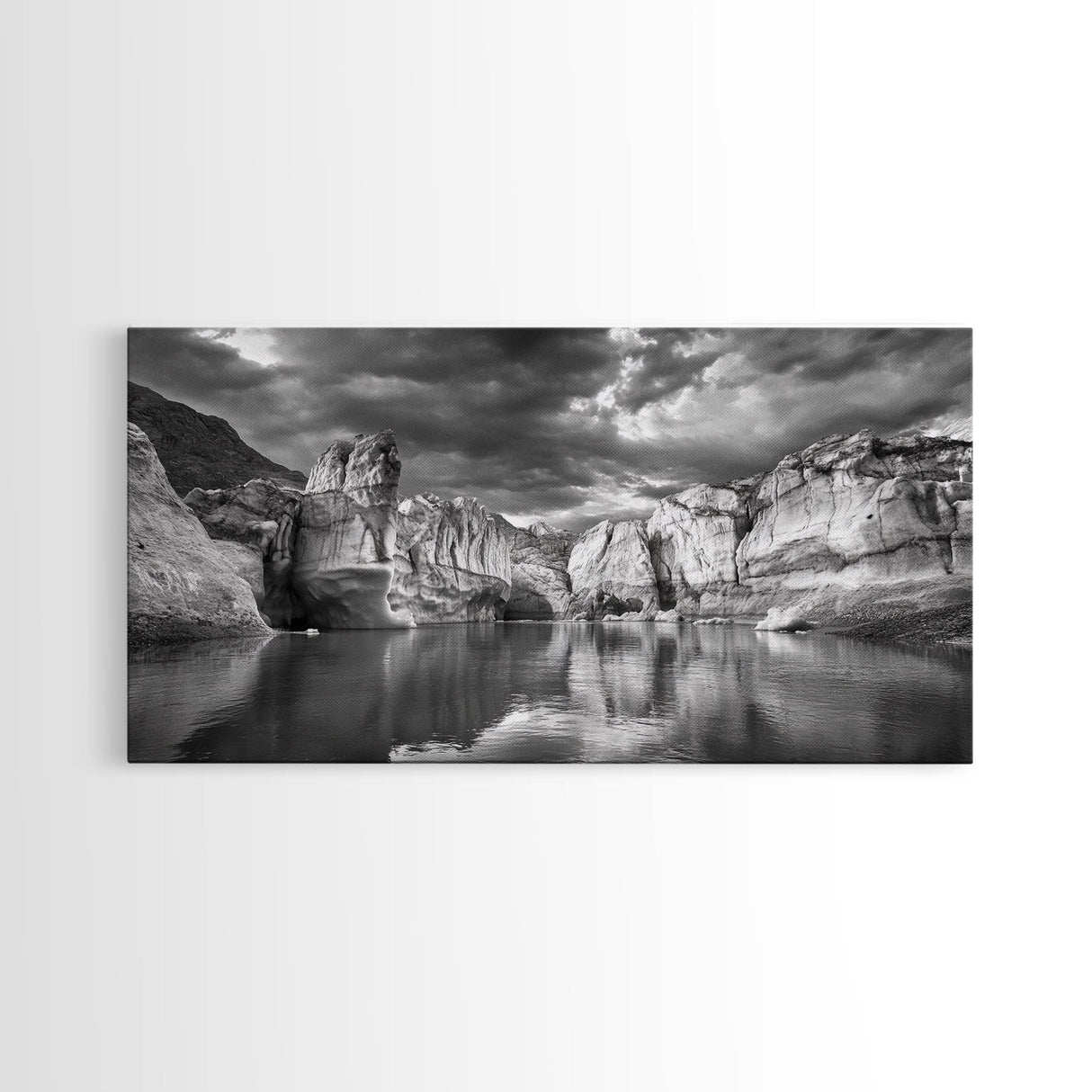 Glacier Wall Reflection, Dramatic Ice Valley Scene, Wilderness Nature Print, Framed Canvas Print, Den Wall Art, Moody Decor