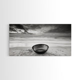 Solitary Bowl Beach, Ocean Waves Texture, Surreal Still Life Photo, Canvas Print, Entryway Wall Art, Minimalist Coastal Style