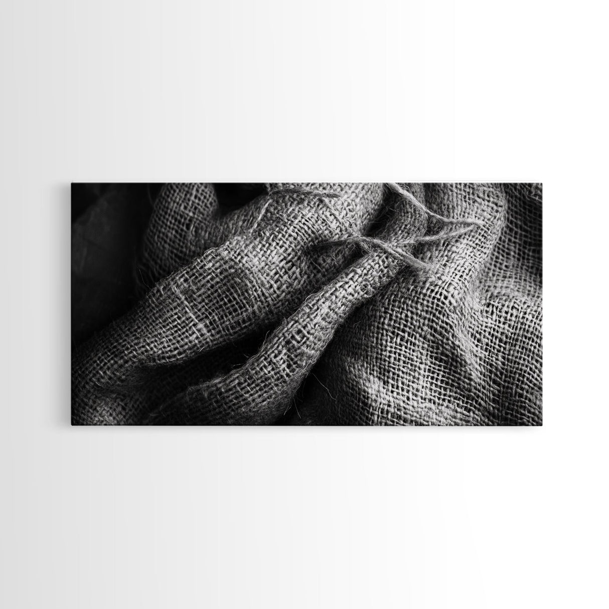 Burlap Texture Close-Up, Woven Fabric Detail Art, Earthy Natural Theme, Framed Canvas Print, Kitchen Wall Art, Boho Textile Decor