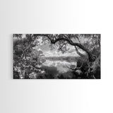 Tree Arch Reflection, Tranquil River View, Nature Canopy Water, Framed Canvas Print, Bedroom Wall Art, Zen Landscape Art, Cabin Decor
