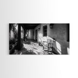 Porch Shadows Light, Rustic Patio, Black and White Decor, Farmhouse Entryway, Framed Canvas Print, Country Kitchen Wall Art, Bedroom Wall Art