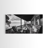 Porch Lake View, Rustic Escape, Cabin Life, Vintage Charm, Framed Canvas Print, Entryway Wall Art, Country Home Aesthetic, Cozy Style
