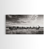 Elk Herd, Prairie Wildlife, Autumn Nature, Rustic Landscape, Framed Canvas Print, Western Wall Decor, Cabin Art, Living Room Print