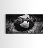 Sea Cave, Rocky Texture, Coastal Reflection, Natural Formations, Framed Canvas Print, Bathroom Art, Earthy Wall Decor, Zen Style