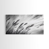 Pampas Grass, Wind Blown, Sky Motion, Autumn Field, Framed Canvas Print, Boho Wall Art, Bedroom Fall Botanical Decor, Living Room Decor