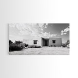 Desert Adobe House, Rustic Minimalist, Earth Tone Home Decor, Framed Canvas Print, Southwestern Art, Entryway or Living Room Art