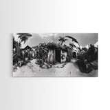 Tropical Beach Shack, Rustic Coastal Decor, Island Vibes, Palm Tree Jungle, Framed Canvas Print, Boho Living Room Wall Art