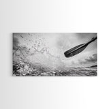 Water Splash Paddle, Adventure Photography, Kayaking Ocean Scene, Framed Canvas Print, Modern Bathroom or Coastal Wall Art