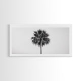 Minimal Palm Tree, Tropical Simplicity, Black and White Art, Framed Canvas Print, Modern Entryway or Minimalist Bathroom Wall Art