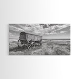 Prairie Wagon, Western Landscape, Old West Photography, Framed Canvas Print, Farmhouse Entryway or Rustic Fall Living Room Art