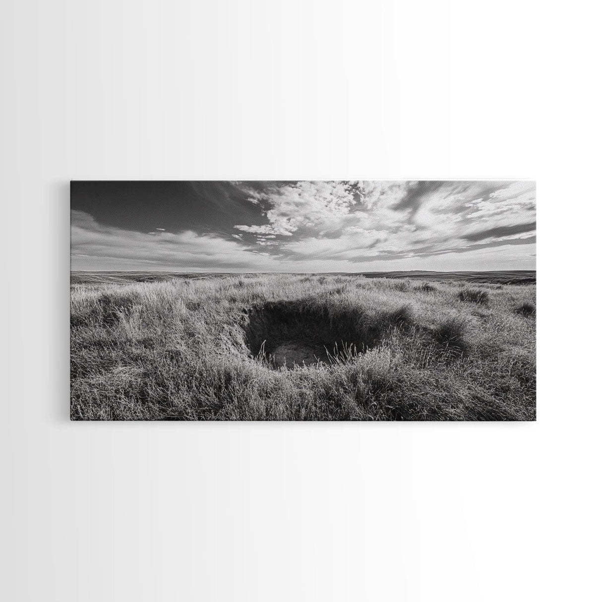 Prairie Crater Scene, Nature Landscape, Rustic Country Vibe, Farmhouse Wall Decor, Canvas Print, Entryway Accent, Autumn Earth Tones