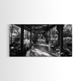 Serene Garden Pathway, Nature Tunnel Walk, Tropical Jungle Scene, Framed Canvas Print, Minimalist Art, Living Room Wall Decor