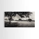 Country Farmhouse Shade, Texas Ranch Home, Oak Tree Horizon, Framed Canvas Print, Rustic Decor, Entryway or Dining Room Art