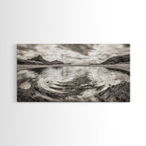 Rippled Water, Mountain View, Serene Beach, Nature Landscape, Canvas Print, minimalist art, spa decor, Scandinavian wall accent