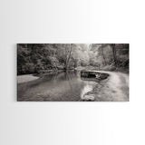 Stone Bridge, Forest Path, Quiet Creek, Peaceful Nature, Canvas Print, tranquil woodland art, Fall entryway piece, rustic landscape