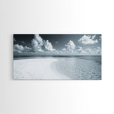 Tropical Sandbar Shore, Minimal Seascape, Calm Ocean Print, Azure Coastal View, Canvas Print, Bathroom Wall Art, Boho Decor